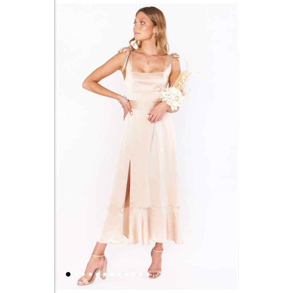 Show Me Your Mumu Claire Dress - Champagne Luxe Satin - Size S